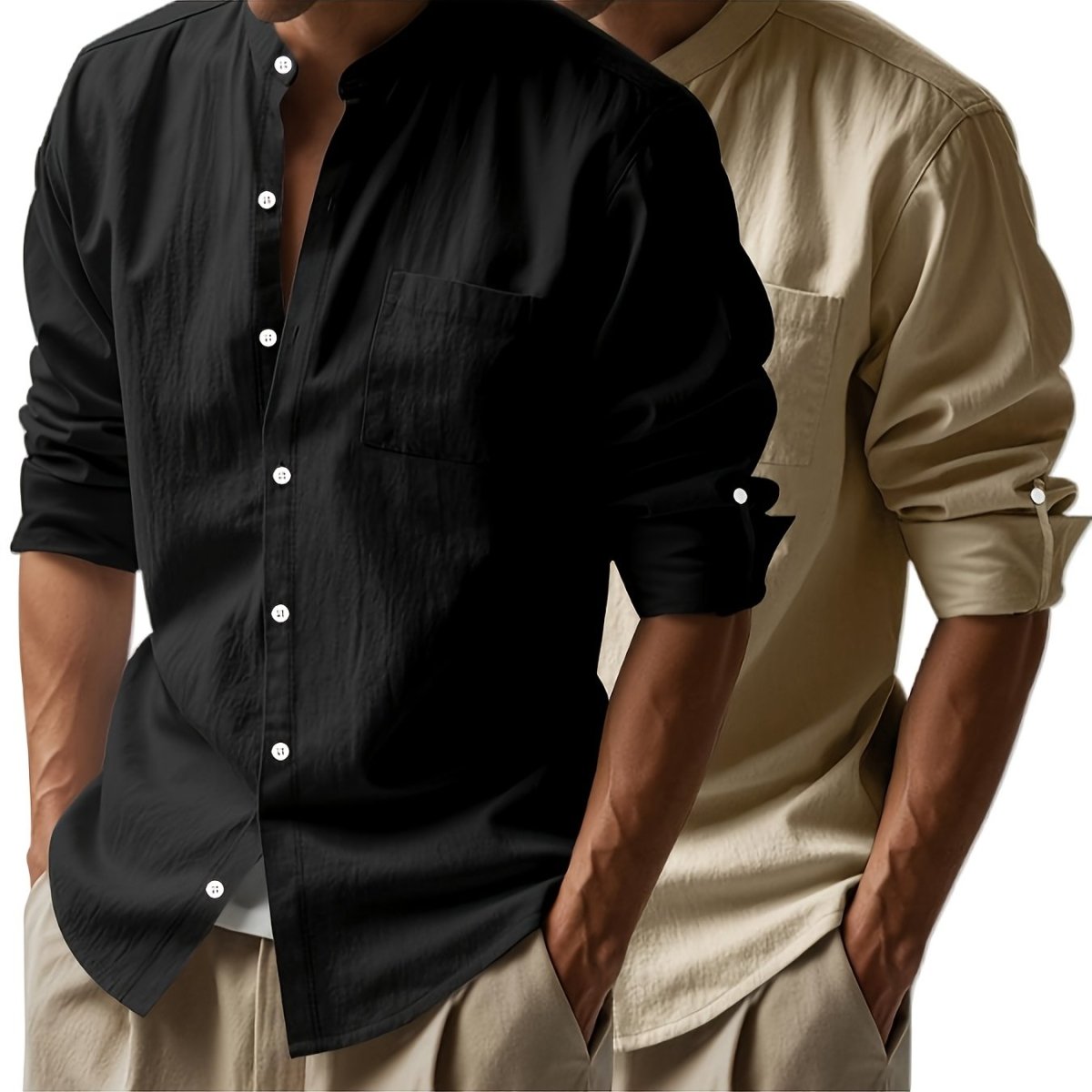 [BUY 1 GET 1 FREE] Santorini Premium Men’s Linen Shirts + FREE Exclusive Watch Gift